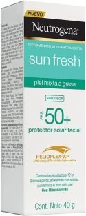 Neutrogena Sun Fresh Protetor Solar Facial Para Pele Oleosa Derm Care Sem Cor FPS 70, 40g